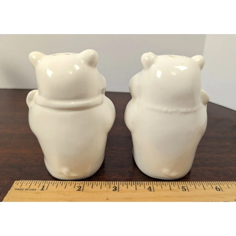 Vintage Hippo Salt & Pepper Shakers Ceramic Hippopotamus Couple Japan White